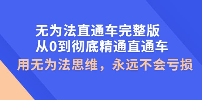 无为法直通车完整版：从0到彻底精通直通车，用无为法思维，永远不会亏损-小白项目网