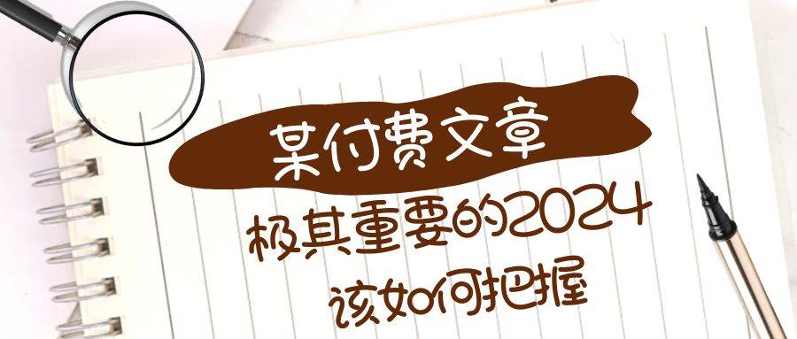 极其重要的2024该如何把握？【某公众号付费文章】-小白项目网