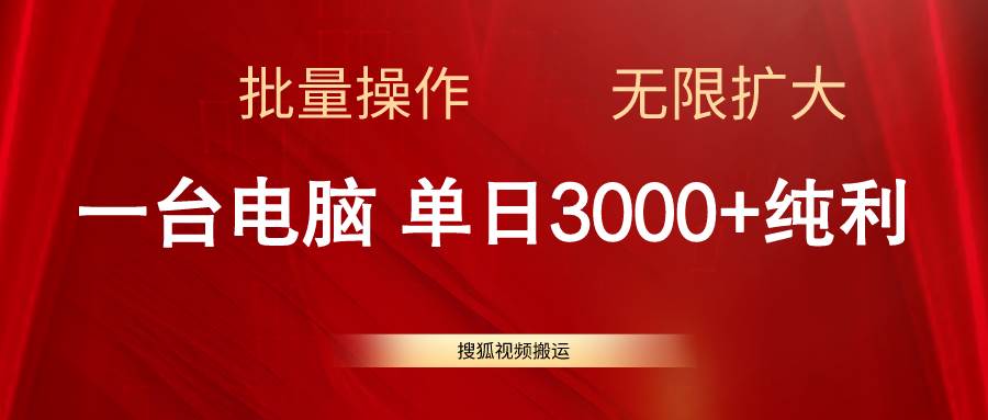 搜狐视频搬运，一台电脑单日3000+，批量操作，可无限扩大-小白项目网