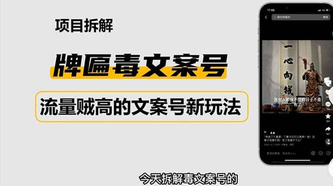 2023抖音快手毒文案新玩法，牌匾文案号，起号快易变现-小白项目网