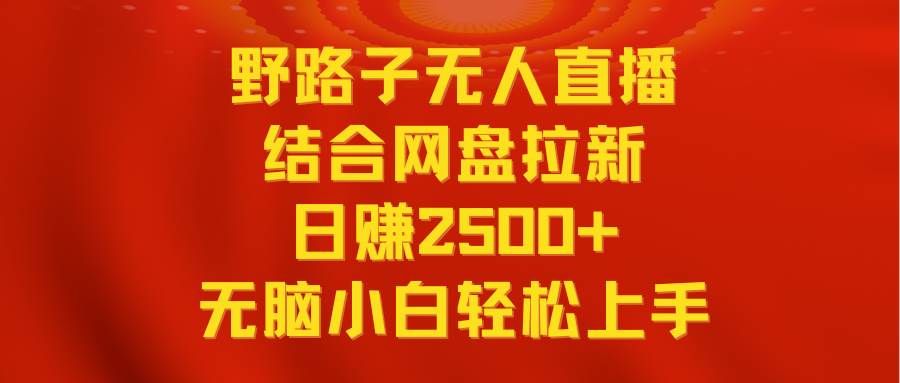 无人直播野路子结合网盘拉新，日赚2500+多平台变现，小白无脑轻松上手操作-小白项目网