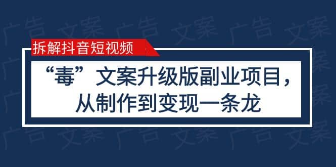 拆解抖音短视频：“毒”文案升级版副业项目，从制作到变现（教程+素材）-小白项目网