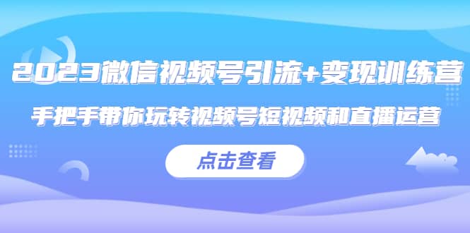 2023微信视频号引流+变现训练营：手把手带你玩转视频号短视频和直播运营-小白项目网