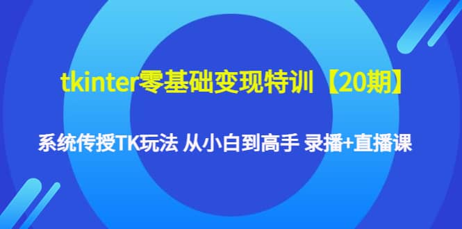 tkinter零基础变现特训【20期】系统传授TK玩法 从小白到高手 录播+直播课-小白项目网