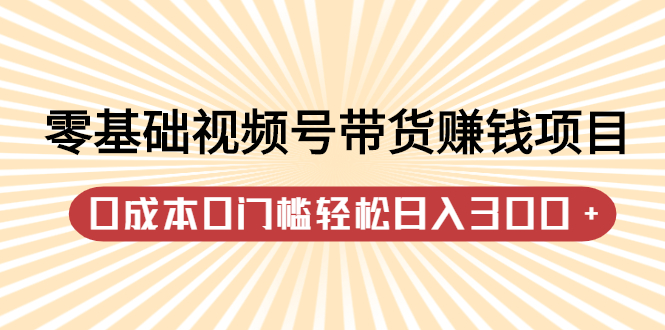 零基础视频号带货赚钱项目，0成本0门槛轻松日入300+【视频教程】-小白项目网