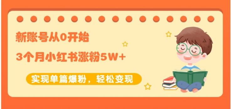 新账号从0开始3个月小红书涨粉5W+实现单篇爆粉，轻松变现（干货）-小白项目网