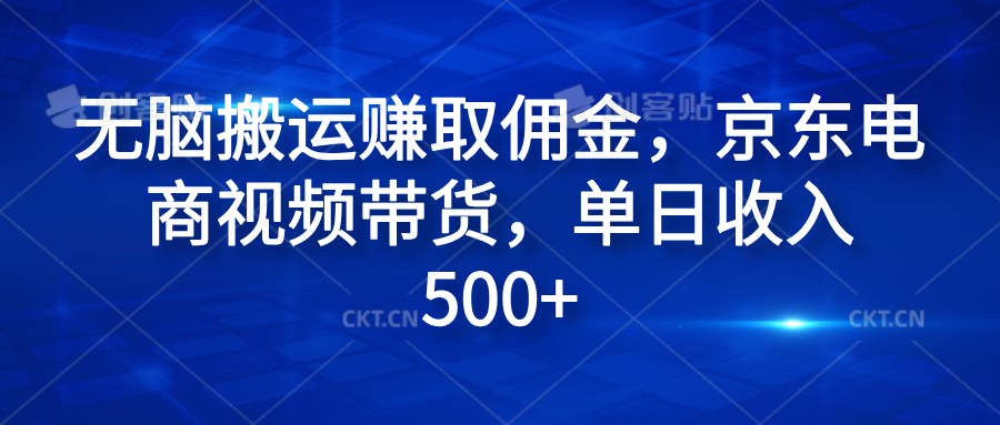 无脑搬运赚取佣金，京东电商视频带货，单日收入500+ - 小白项目网-小白项目网