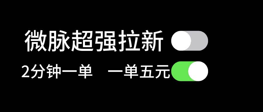 微脉超强拉新， 两分钟1单， 一单利润5块，适合小白-小白项目网