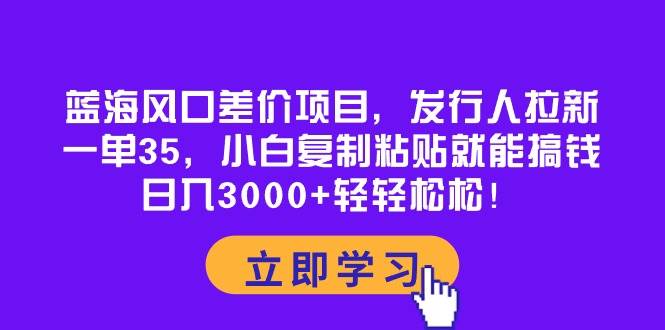 蓝海风口差价项目，发行人拉新，一单35，小白复制粘贴就能搞钱！日入3000+轻轻松松-小白项目网