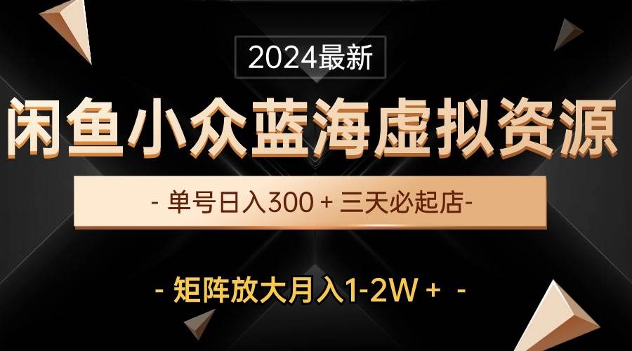 最新闲鱼小众蓝海虚拟资源，单号日入300＋，三天必起店，矩阵放大月入1-2W-小白项目网