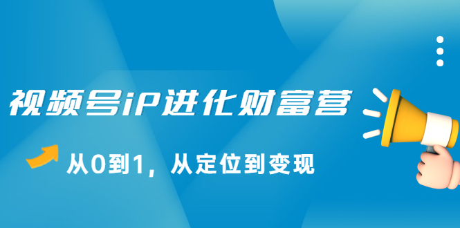 视频号iP进化财富营第1期，21天从0到1，从定位到变现-小白项目网