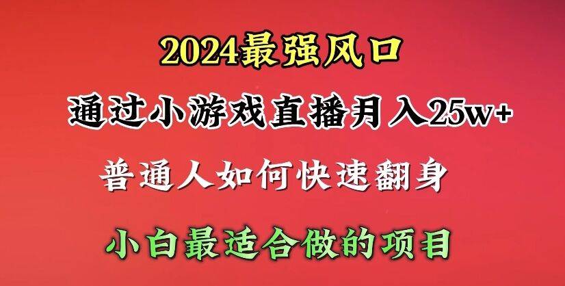 2024年最强风口，通过小游戏直播月入25w+单日收益5000+小白最适合做的项目-小白项目网