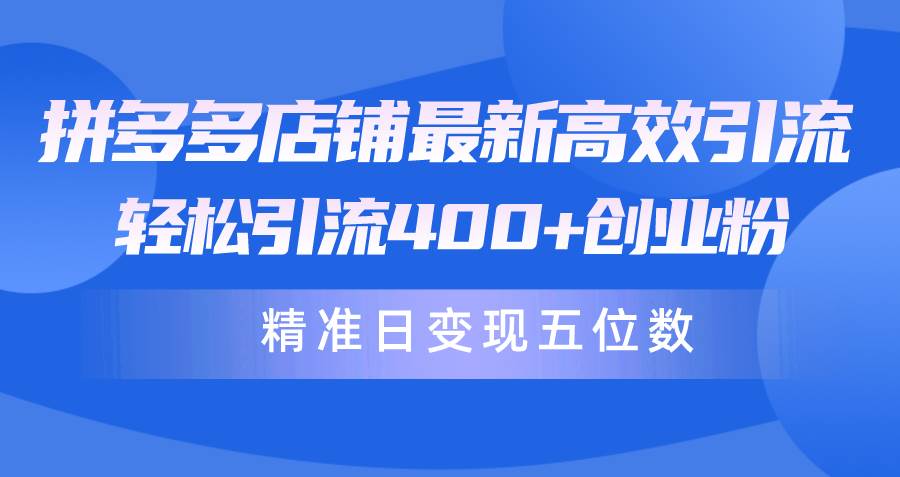 拼多多店铺最新高效引流术，轻松引流400+创业粉，精准日变现五位数！-小白项目网