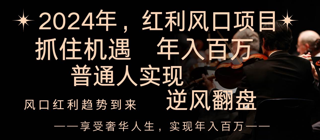 2024红利风口项目来袭，享受第一波红利，逆风翻盘普通人也能实现，年入百万-小白项目网