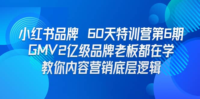 小红书品牌 60天特训营第6期 GMV2亿级品牌老板都在学 教你内容营销底层逻辑-小白项目网