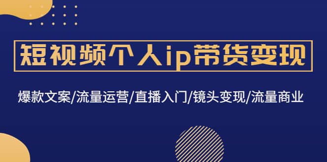 短视频个人ip带货变现：爆款文案/流量运营/直播入门/镜头变现/流量商业-小白项目网