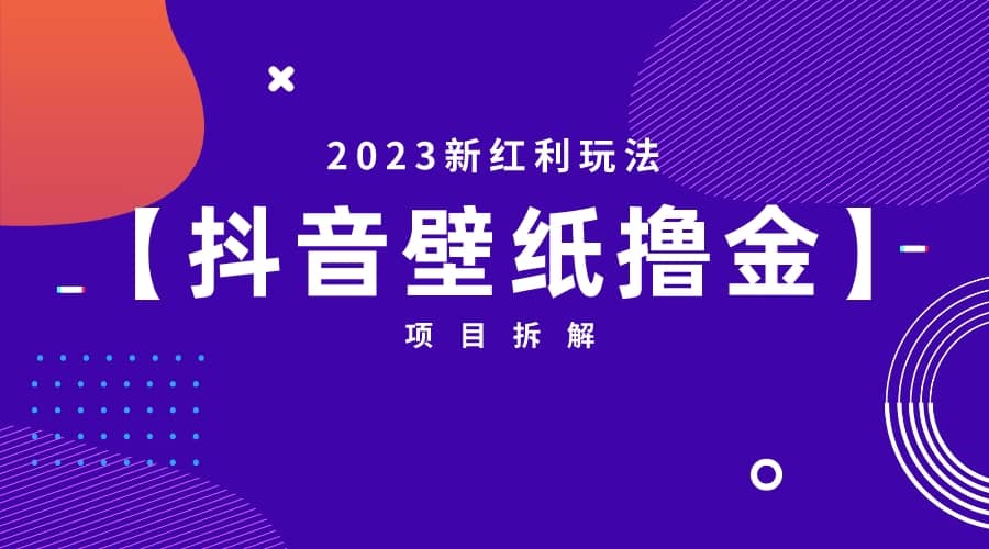 2023新红利玩法：抖音壁纸撸金项目-小白项目网