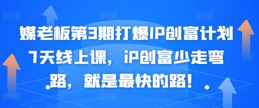 媒老板第3期打爆IP创富计划7天线上课，iP创富少走弯路，就是最快的路！-小白项目网