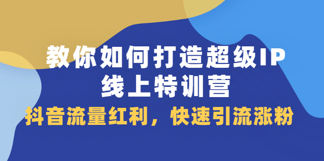 教你如何打造超级IP线上特训营，抖音流量红利新机遇-小白项目网