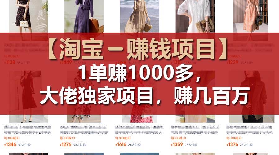 【淘宝赚钱项目】1单可赚1000多，大佬独家项目，年赚几百万-小白项目网