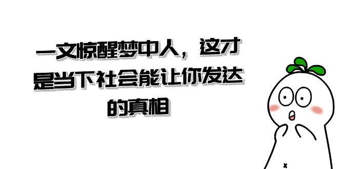 某公众号付费文章《一文 惊醒梦中人，这才是当下社会能让你发达的真相》-小白项目网