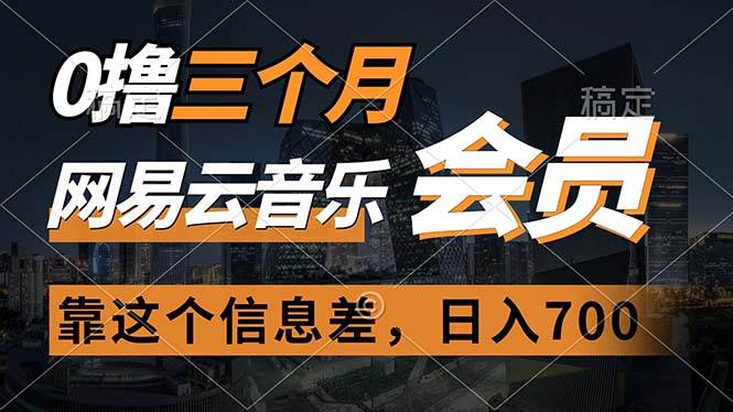 0撸三个月网易云音乐会员，靠这个信息差一天赚700，月入2w-小白项目网