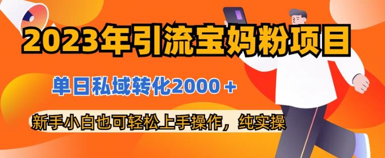 2023年引流宝妈粉项目，单日私域转化2000＋，小白小白也可轻松上手操作，纯实操-小白项目网