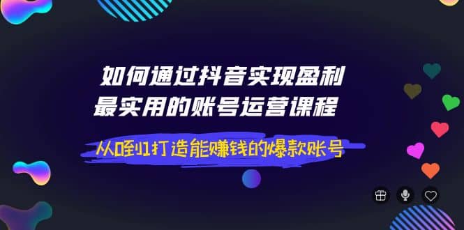 如何通过抖音实现盈利，最实用的账号运营课程 从0到1打造能赚钱的爆款账号-小白项目网