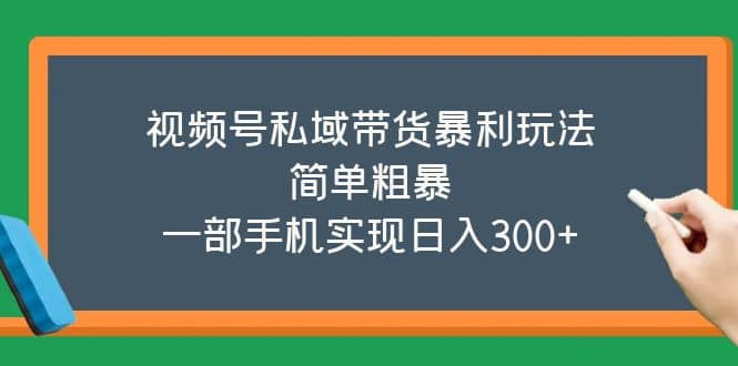 视频号私域带货暴利玩法，简单粗暴-小白项目网