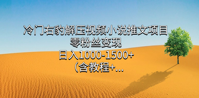 冷门右豹解压视频小说推文项目，零粉丝变现，日入1000-1500+（含教程）-小白项目网