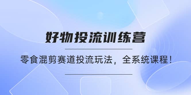 好物推广投流训练营：零食混剪赛道投流玩法，全系统课程-小白项目网