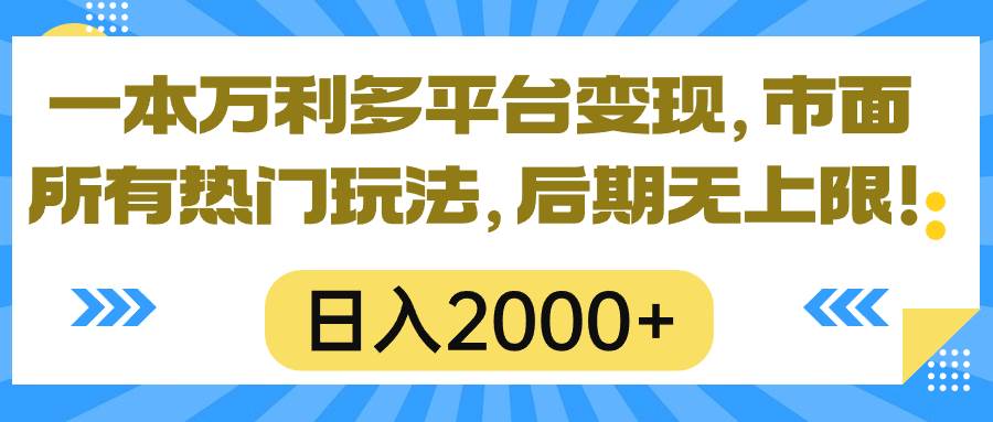 一本万利多平台变现，市面所有热门玩法，日入2000+，后期无上限！-小白项目网