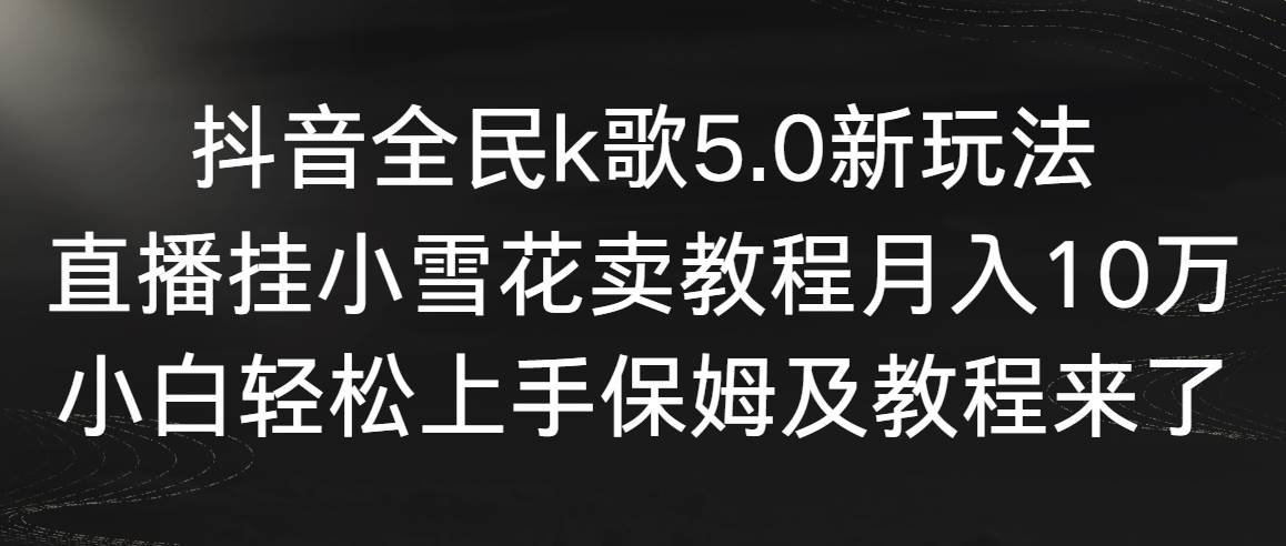 抖音全民k歌5.0新玩法，直播挂小雪花卖教程月入10万，小白轻松上手，保…-小白项目网