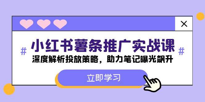 小红书-薯 条 推 广 实战课：深度解析投放策略，助力笔记曝光飙升-小白项目网