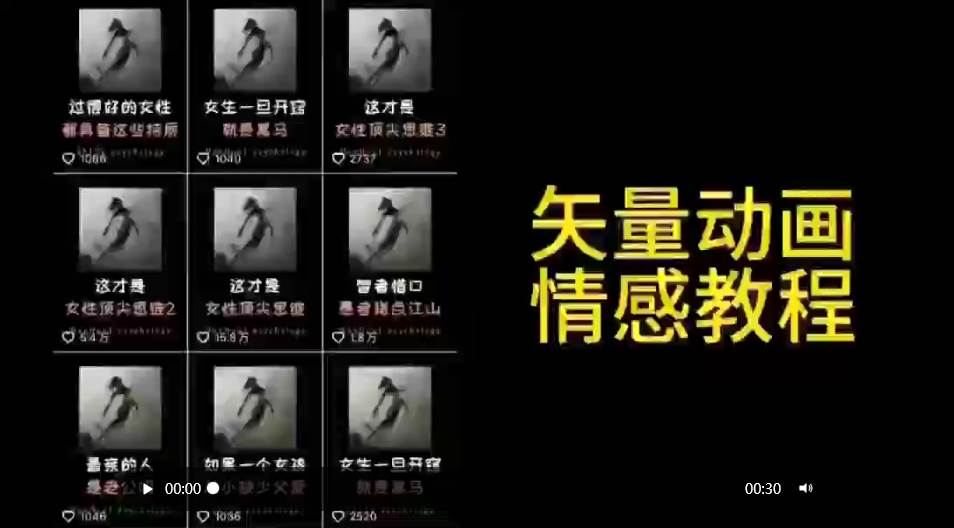 矢量动画情感教程：高点赞涨粉，适合情感、思维、创业教育等赛道-小白项目网