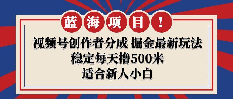 【蓝海项目】视频号创作者分成 掘金最新玩法 稳定每天撸500米 适合新人小白-小白项目网