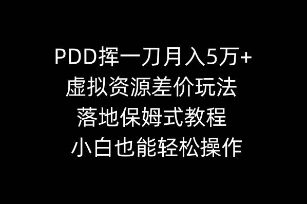 PDD挥一刀月入5万+，虚拟资源差价玩法，落地保姆式教程，小白也能轻松操作-小白项目网