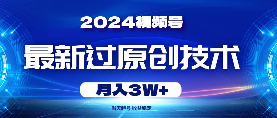 2024视频号最新过原创技术，当天起号，收益稳定，月入3W+-小白项目网