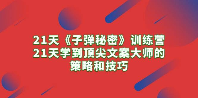 21天《子弹秘密》训练营，21天学到顶尖文案大师的策略和技巧-小白项目网