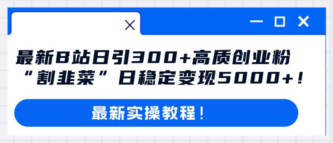 最新B站日引300+高质创业粉教程！“割韭菜”日稳定变现5000+！-小白项目网