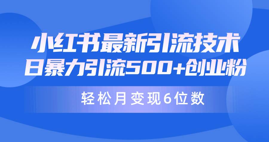 日引500+月变现六位数24年最新小红书暴力引流兼职粉教程-小白项目网