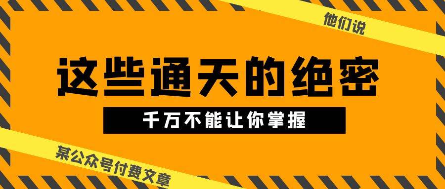 某公众号付费文章《他们说 “ 这些通天的绝密，千万不能让你掌握! ”》-小白项目网