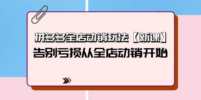 拼多多全店动销玩法【新课】，告别亏损从全店动销开始（4节视频课）-小白项目网