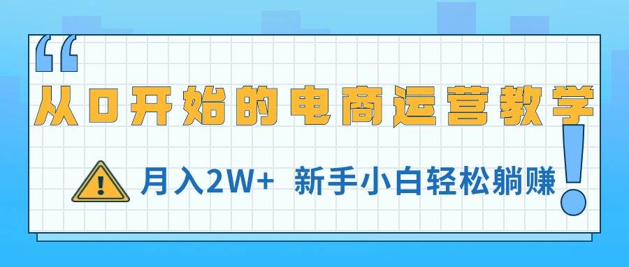 从0开始的电商运营教学，月入2W+，小白小白轻松躺赚-小白项目网