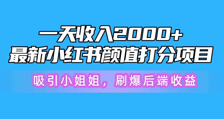 一天收入2000+，最新小红书颜值打分项目，吸引小姐姐，刷爆后端收益-小白项目网