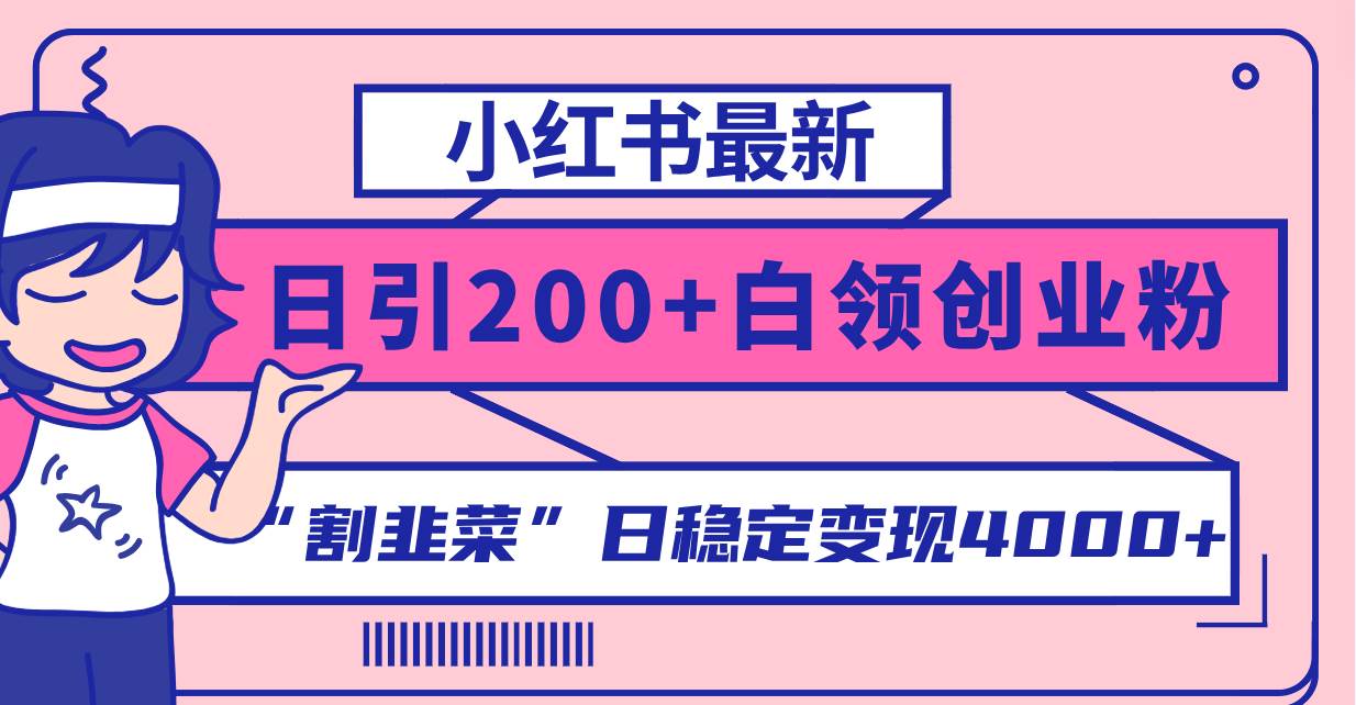 小红书最新日引200+创业粉”割韭菜“日稳定变现4000+实操教程！-小白项目网