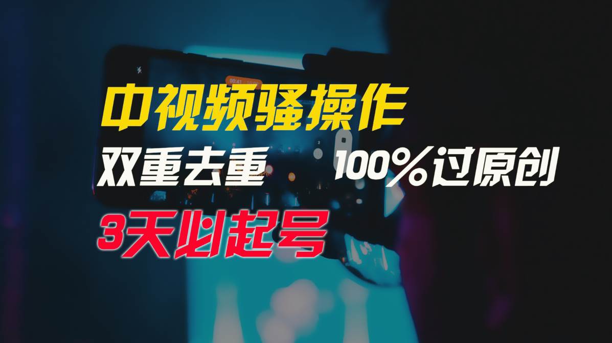 中视频骚操作，双重去重100%过原创，3天比必起号，简单无脑，月入3W+-小白项目网