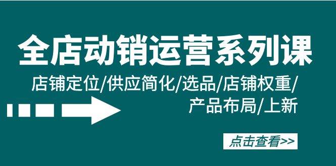 全店·动销运营系列课：店铺定位/供应简化/选品/店铺权重/产品布局/上新-小白项目网