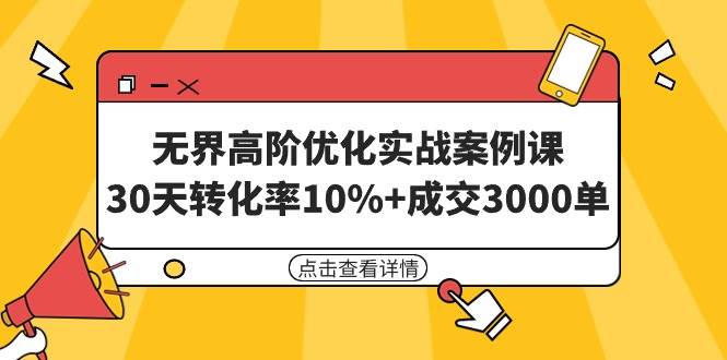 无界高阶优化实战案例课，30天转化率10%+成交3000单（8节课）-小白项目网