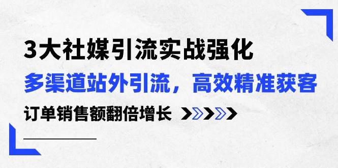 3大社媒引流实操强化，多渠道站外引流/高效精准获客/订单销售额翻倍增长-小白项目网